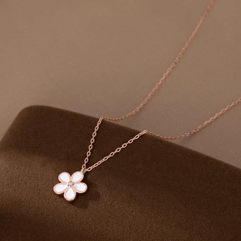 Reffeer Solid 925 Sterling Silver Daisy Flower Necklace Chain for Women Teen Girls Flower Pendant Necklace Choker - Image 5